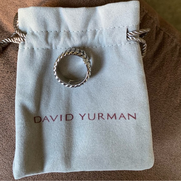 David Yurman Sterling Silver Diamonds Willow Serpentine Cable Ring 8 Authentic - Picture 6 of 7